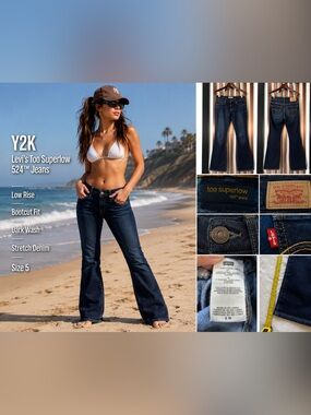 Levi's Dark Blue Flare Jeans - Too Superlow